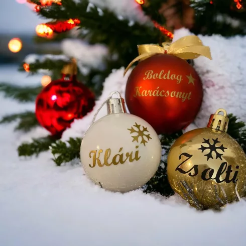 Egyedi feliratos karácsonyi gömb - Méregzöld