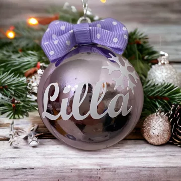 Egyedi feliratos karácsonyi gömb - Halványlila
