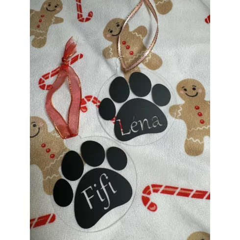 Kutya név tappancsban karácsonyfadísz