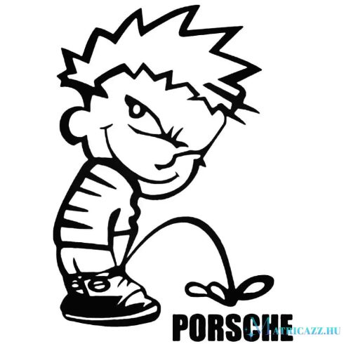 Calvin pisil Porsche - Szélvédő matrica
