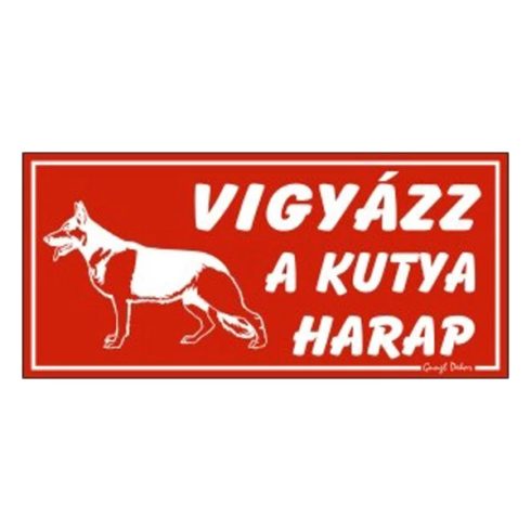 Vigyázz a kutya harap TÁBLA piros 12,5x22,5 cm