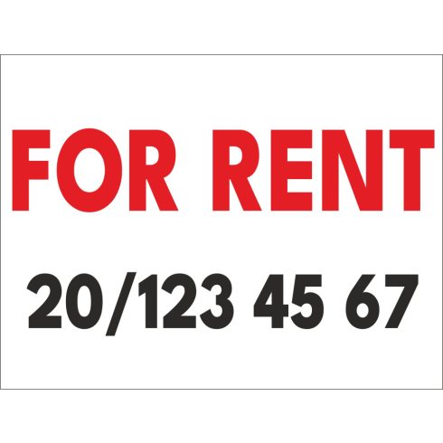 For Rent TÁBLA egyedi telefonszámmal