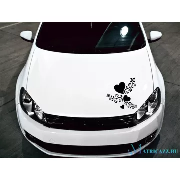 Szivecskés motorháztető matrica (30x32 cm)